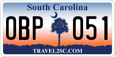 SC license plate OBP051