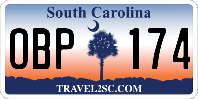 SC license plate OBP174