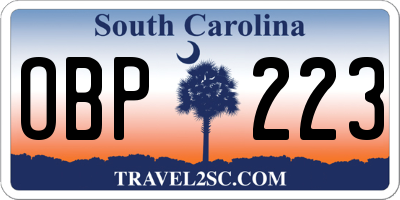 SC license plate OBP223