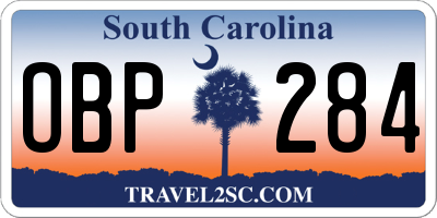 SC license plate OBP284