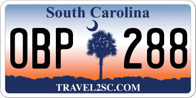 SC license plate OBP288