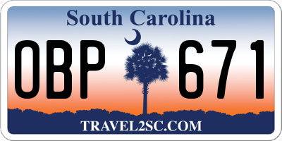 SC license plate OBP671