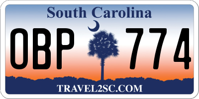 SC license plate OBP774