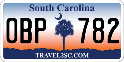SC license plate OBP782