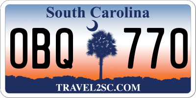 SC license plate OBQ770