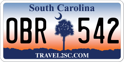SC license plate OBR542