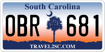 SC license plate OBR681