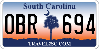 SC license plate OBR694
