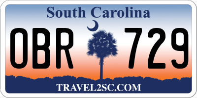SC license plate OBR729