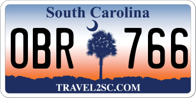 SC license plate OBR766