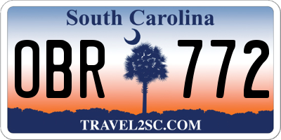 SC license plate OBR772
