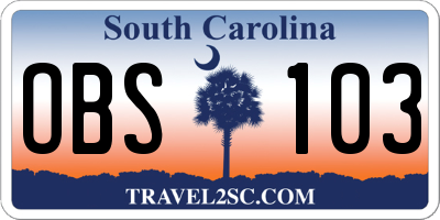 SC license plate OBS103