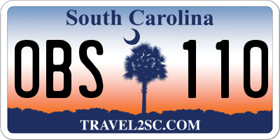SC license plate OBS110