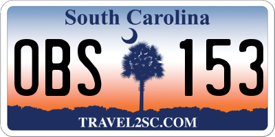 SC license plate OBS153