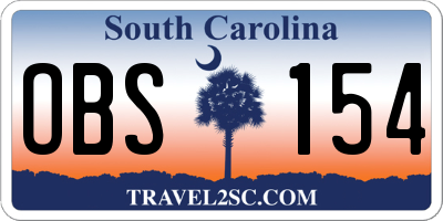 SC license plate OBS154