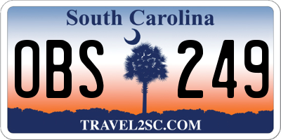 SC license plate OBS249