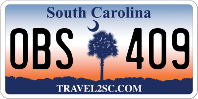 SC license plate OBS409
