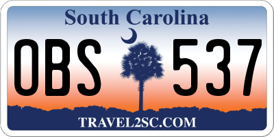 SC license plate OBS537