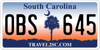 SC license plate OBS645