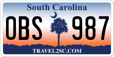 SC license plate OBS987