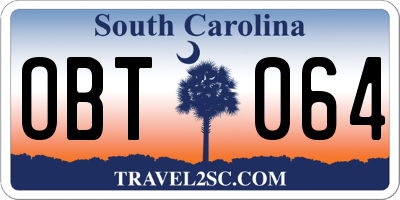 SC license plate OBT064