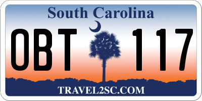 SC license plate OBT117