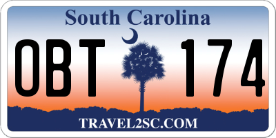 SC license plate OBT174