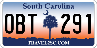 SC license plate OBT291