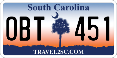 SC license plate OBT451