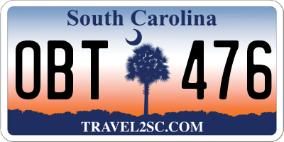 SC license plate OBT476