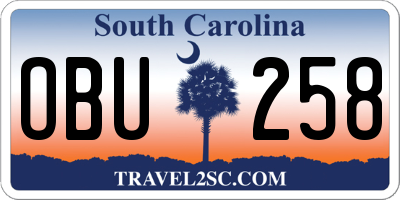 SC license plate OBU258