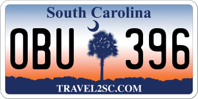SC license plate OBU396