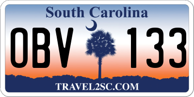 SC license plate OBV133