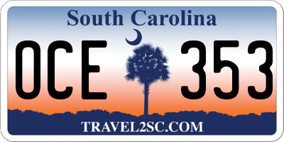 SC license plate OCE353