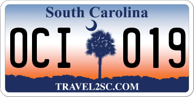 SC license plate OCI019