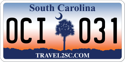 SC license plate OCI031