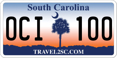 SC license plate OCI100