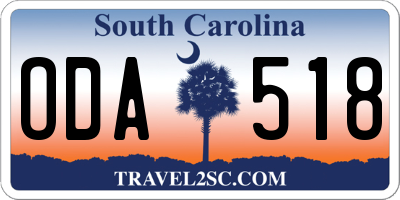 SC license plate ODA518