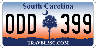 SC license plate ODD399