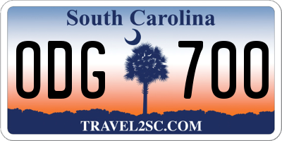 SC license plate ODG700