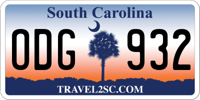 SC license plate ODG932
