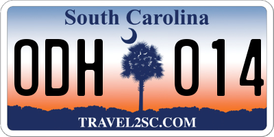 SC license plate ODH014