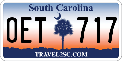 SC license plate OET717