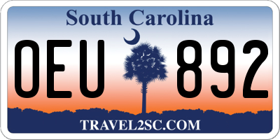 SC license plate OEU892