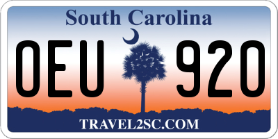 SC license plate OEU920