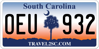 SC license plate OEU932