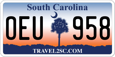 SC license plate OEU958