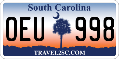 SC license plate OEU998