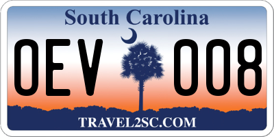 SC license plate OEV008