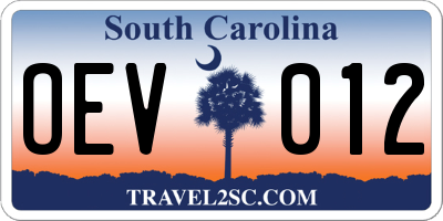SC license plate OEV012